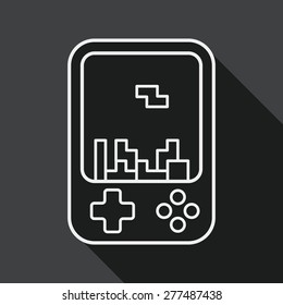 Handheld game consoles flat icon with long shadow, line icon