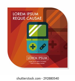 Handheld game consoles flat icon with long shadow,eps10