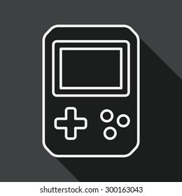 Handheld game consoles flat icon with long shadow, line icon