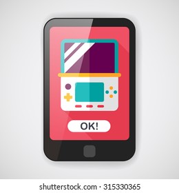 Handheld game consoles flat icon with long shadow,eps10