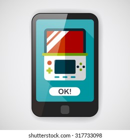 Handheld game consoles flat icon with long shadow,eps10