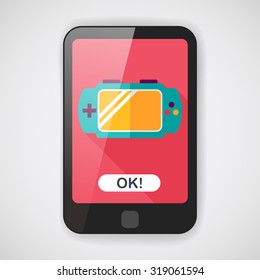 Handheld game consoles flat icon with long shadow,eps10