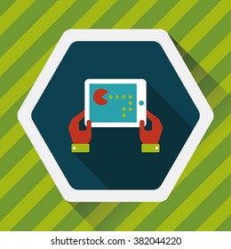 Handheld game consoles flat icon with long shadow,eps10