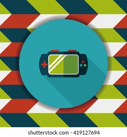 Handheld game consoles flat icon with long shadow,eps10