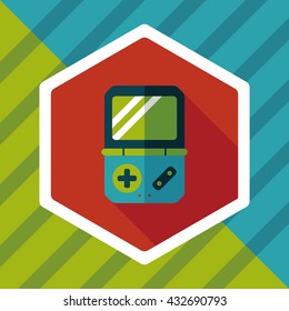 Handheld game consoles flat icon with long shadow,eps10