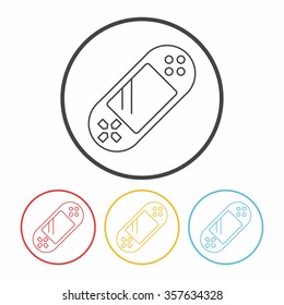 Handheld game consoles line icon