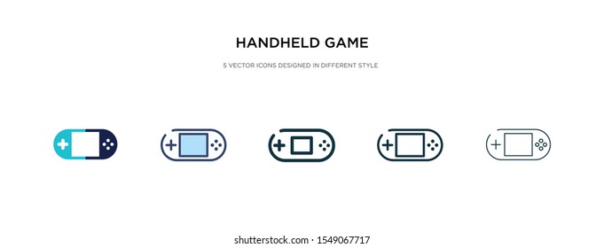 handheld game icon in different style vector illustration. two colored and black handheld game vector icons designed in filled, outline, line and stroke style can be used for web, mobile, ui