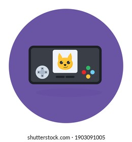 

Icono de juego de mano, vector redondeado plano del juego de vídeo 