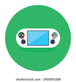 

Handheld-Spielsymbol, flache, runde Vektorgrafik von Videospielen 