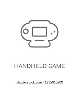 Handheld game linear icon. Modern outline Handheld game logo concept on white background from Entertainment and Arcade collection. Suitable for use on web apps, mobile apps and print media.