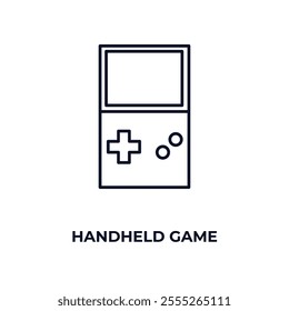 handheld game outline icon. Linear vector from entertainment concept. Thin line handheld game icon isolated on white background