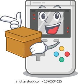 Handheld game Scroll cartoon character bringing a box