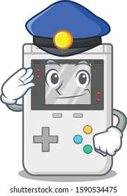 Handheld game Scroll Cartoon mascot style as a Police officer