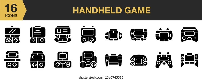 Handheld Game solid icon set. Solid icons vector collection.