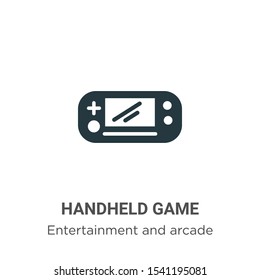 Handheld game vector icon on white background. Flat vector handheld game icon symbol sign from modern entertainment and arcade collection for mobile concept and web apps design.
