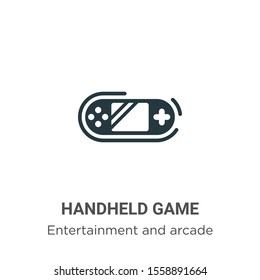 Handheld game vector icon on white background. Flat vector handheld game icon symbol sign from modern entertainment and arcade collection for mobile concept and web apps design.