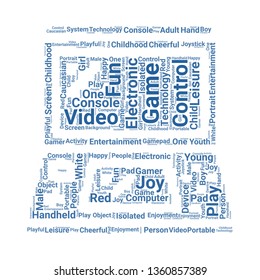 handheld game word cloud. tag cloud about handheld game.