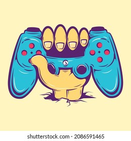 handheld gamepad for playing video games art cartoon