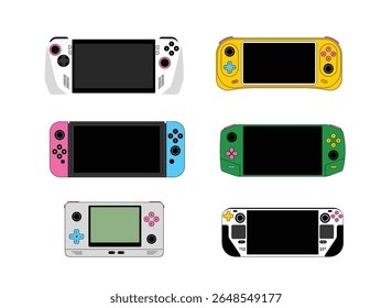 Handheld Gaming Console Vector Illustration Set