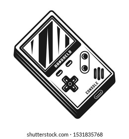 Handheld gaming console vector monochrome isolated illustration
