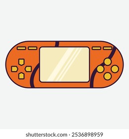 A handheld gaming device designed with a basketball theme.