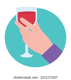 
A handheld glass of wine for drinking 
