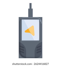 Dispositivo portátil de navegação gps exibindo uma seta direcional na sua tela