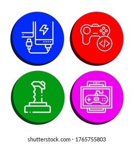 handheld icon set. Collection of Power bank, Game, Joystick icons