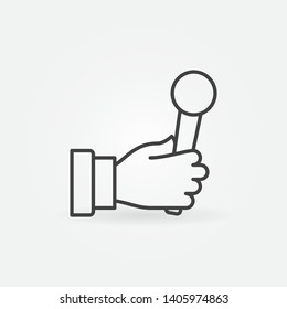 Handheld Interview Microphone in Hand vector icon in thin line style