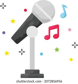 Handheld Karaoke Vector Color Icon Design, Party Celebrations Symbol, Winter Holiday Season Sign, New Year and Christmas Stock Illustration, Wireless Bluetooth Microphone Concept,