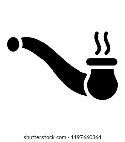 Handheld long stemmed smoking device filled with tobacco in a plastic material representing smoke pipe 