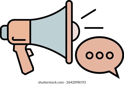 A handheld loudspeaker with cloud announcement, perfect for rallies and public speaking in a linear style.