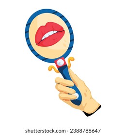 Handheld makeup mirror, flat icon 