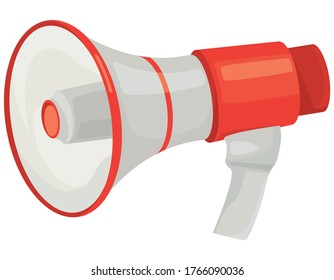 Megáfono portátil aislado en fondo blanco. Objeto vectorial al estilo de las caricaturas.