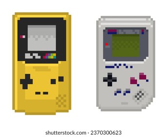 Handheld Mini Comboy Game Boy Gameboy Color Hand Held Console 8 Bit Pixelated Pixel Art Vector EPS PNG Clip Art No Transparent Background