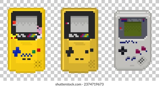 Juego de bolsillo Mini Comboy Boy Gameboy Mano de color Pokémon Pokémon Pocket Monster Console 8 bits Pixelado Vector de arte de píxeles EPS Imágenes Clip Art No Fondo transparente