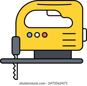 handheld Mini Power tool jigsaw concept, Multifunctional Household Cutting Machine vector outline design, Industrial Equipment Symbol, 1st of May Sign, International Workers Day stock illustration