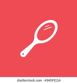 Handheld Mirror Flat Icon On Red Background