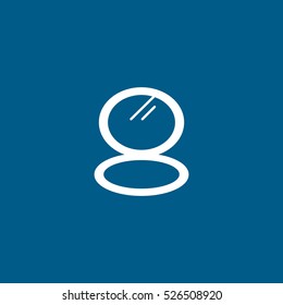 Handheld Mirror Flat Icon On Blue Background