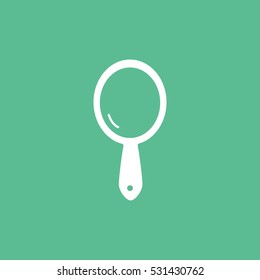 Handheld Mirror Flat Icon On Green Background