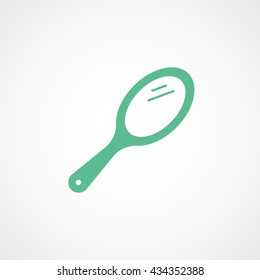 Handheld Mirror Green Flat Icon On White Background