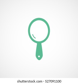 Handheld Mirror Green Flat Icon On White Background