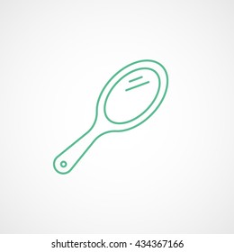 Handheld Mirror Green Line Icon On White Background