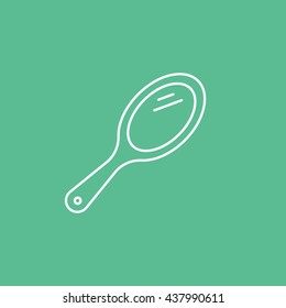 Handheld Mirror Line Icon On Green Background