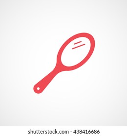 Handheld Mirror Red Flat Icon On White Background