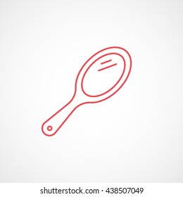 Handheld Mirror Red Line Icon On White Background