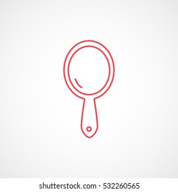 Handheld Mirror Red Line Icon On White Background