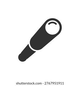 Handheld monocular telescope icon. Observation and long distance viewing device. Monochrome black and white symbol