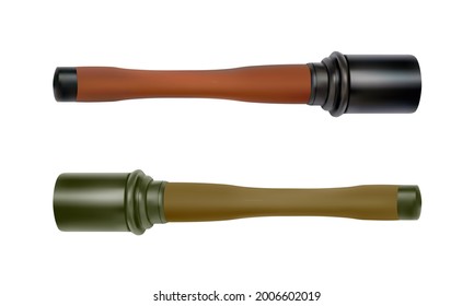 Granada de mano alemana en un vector de fondo blanco. Granada de mano alemana de la Primera y Segunda Guerra Mundial.