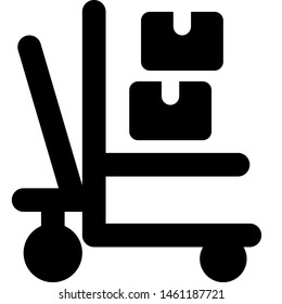 Hand-held pallet material handling unit with boxes loaded